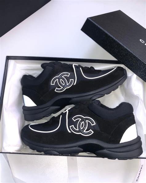 chanel cc logo black transparent sneaker|chanel black sneakers reflective.